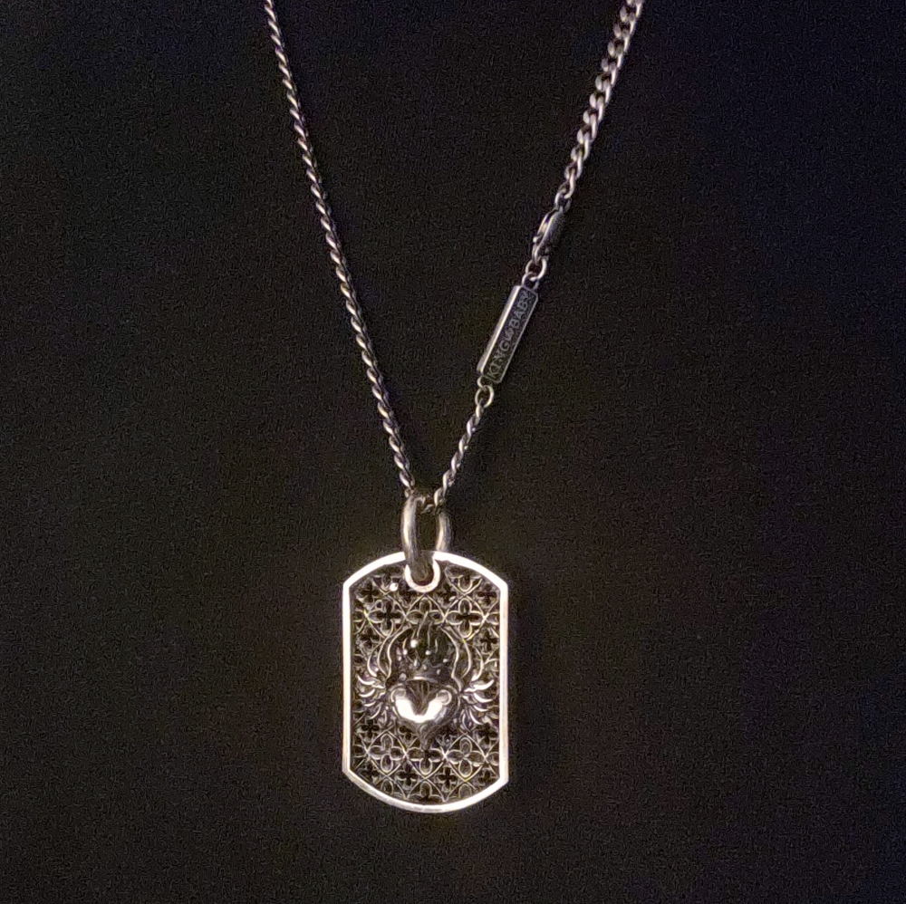 READ! King Baby Flaming Heart Relic Tag +CHAINS